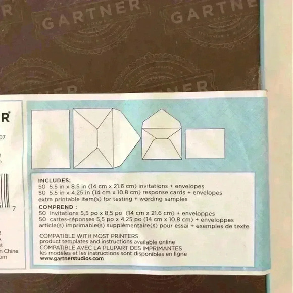 GARTNER STUDIOS pack of 50 blank invitations - Picture 6 of 6